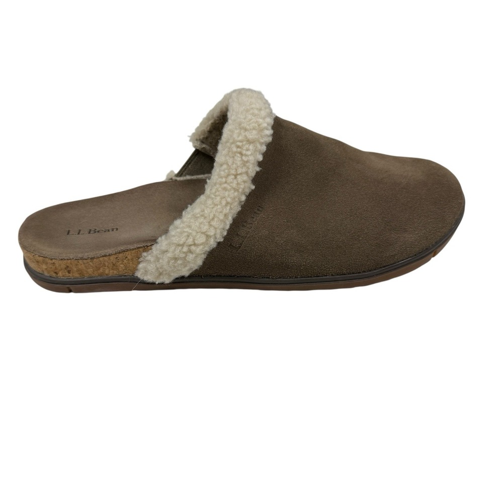 LL Bean‎ Women's Go anywhere Clogs, Suede Sherpa boarder sz 9